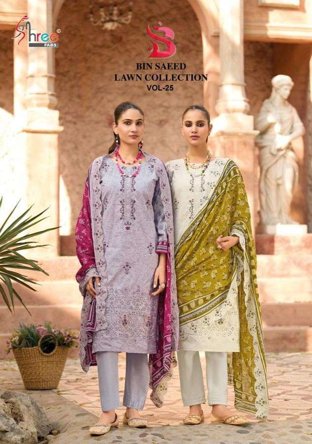 SHREE FAB BIN SAEED VOL 25 PURE COTTON SUIT WHOLESALE PRICE SUPPLIER 