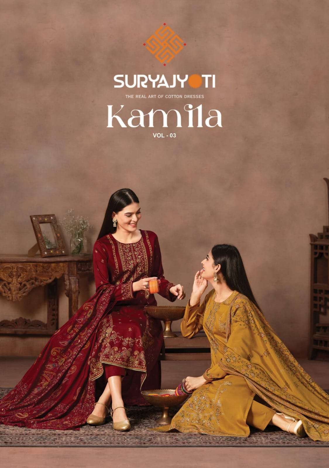 SURYAJYOTI KAMILA VOL 3 JAM SATIN PRINTED SALWER KAMEEZ WHOLESALER 2026