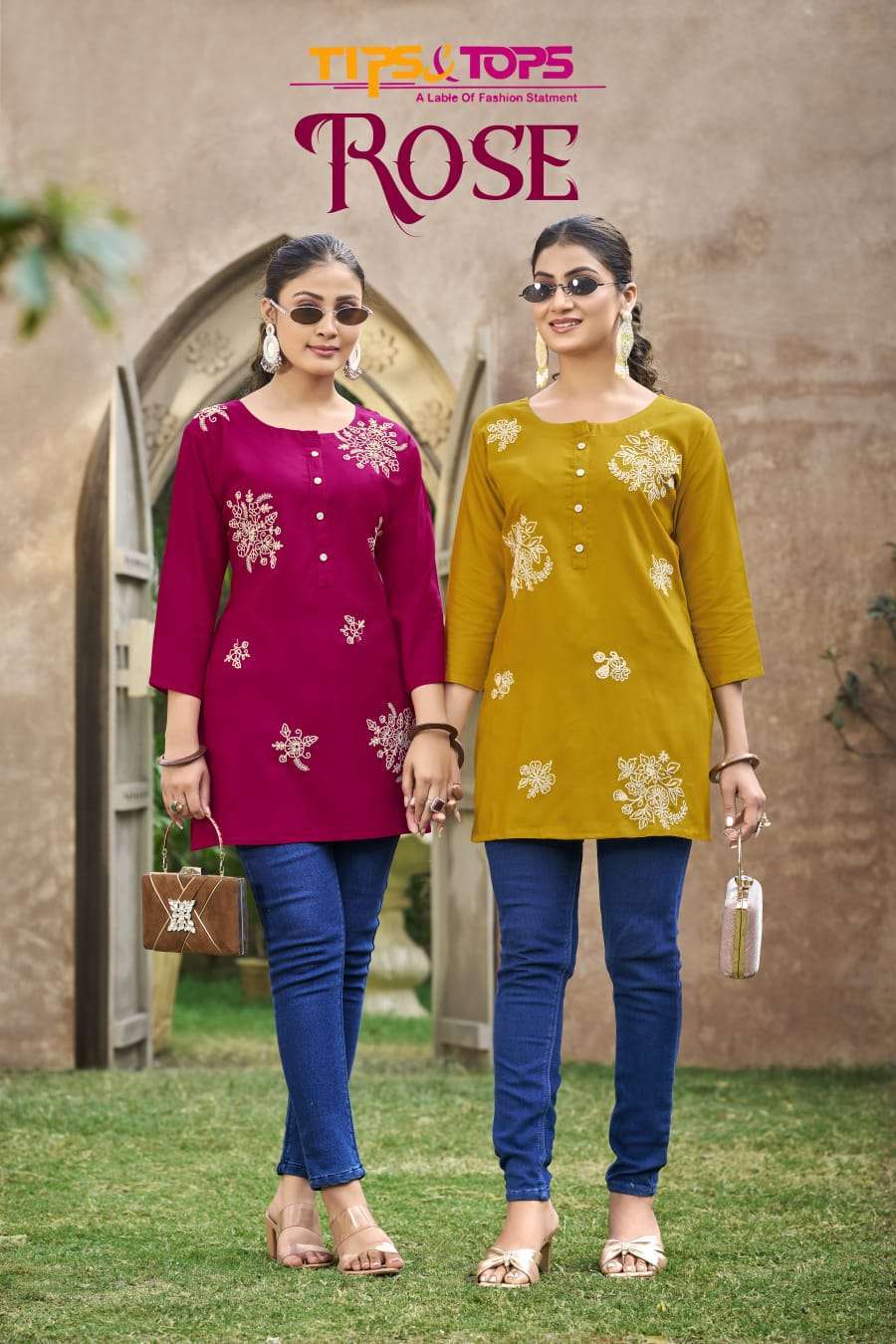 TIPS AND TOPS ROSE HEAVT RAYON SHORT KURTI COLLECTION BEST RATE 