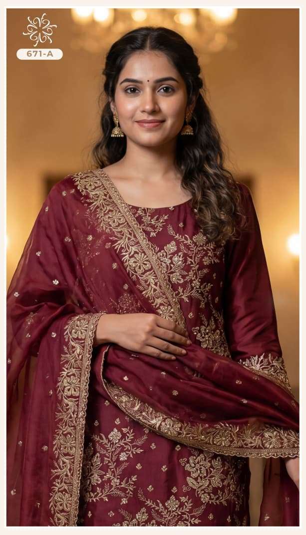 VINAY FASHION 671 COLORS HEAVY EMBROIDERED GOLD SILK SALWER KAMEEZ WHOLESALER BEST RATE 