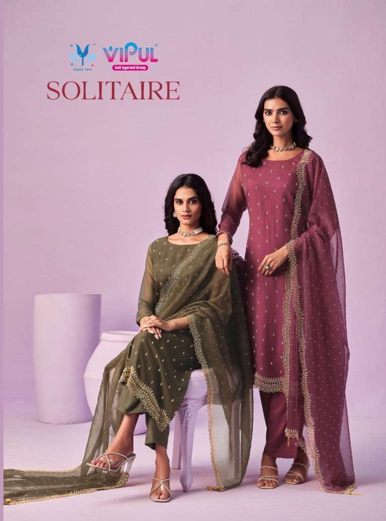 VIPUL FASHION SOLITAIRE PARTYWEAR CHIFFON SUIT WHOLESALER BEST RATE 