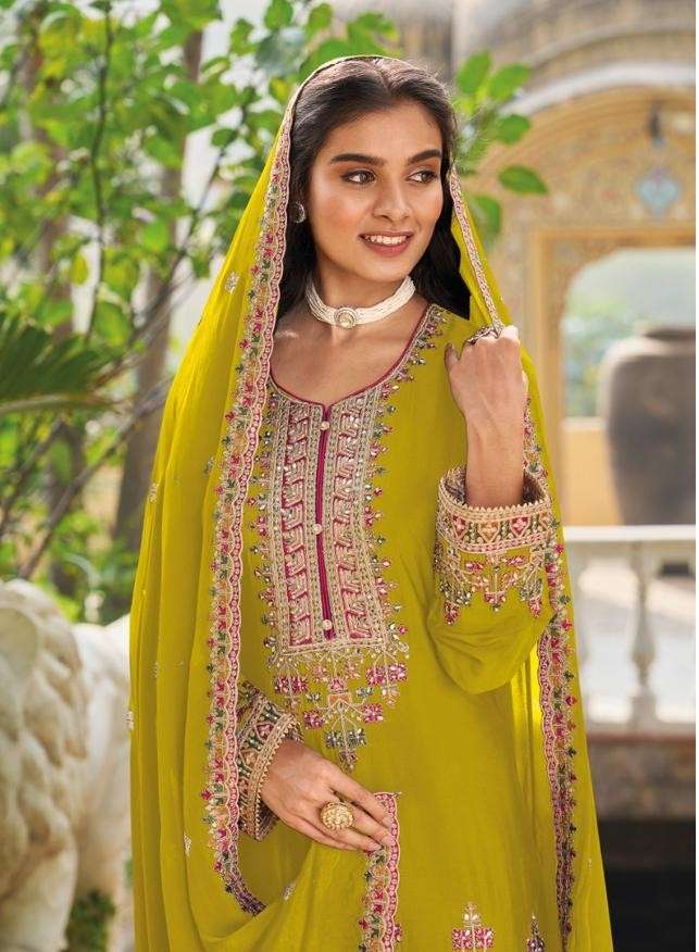 YOUR CHOICE PREET HEAVY CHINON FANCY WORK READYMADE SUIT WHOLESALER BEST RATE 