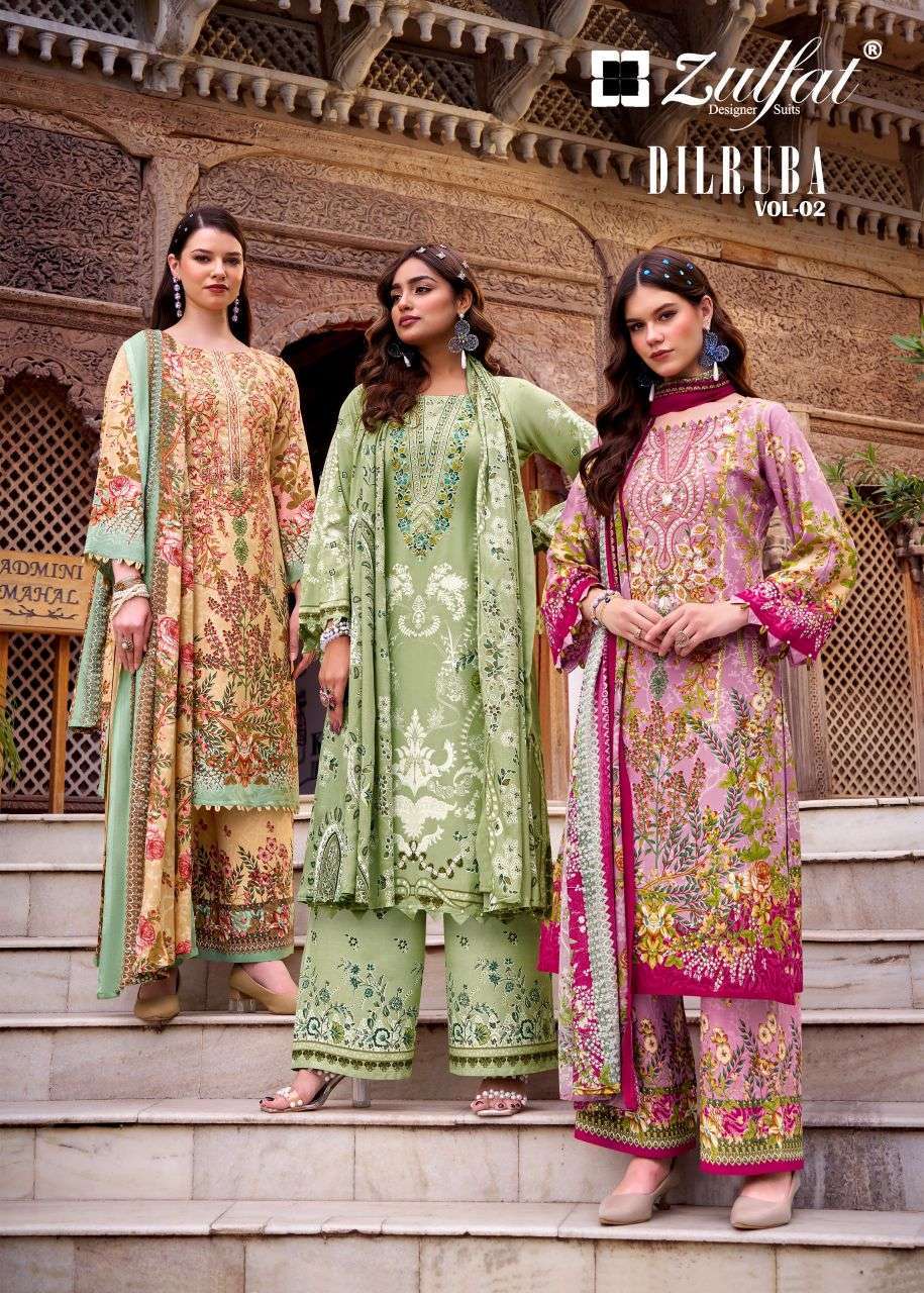 ZULFAT DESIGNER DILRUBA VOL 2 RAYON PRINTED SUIT WHOLESALER BEST RATE 