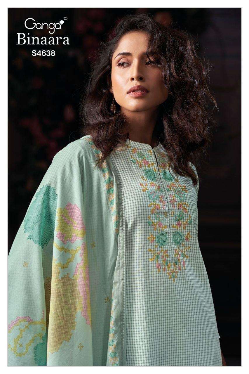.GANGA FASHION BINAARA 4638 FANCY EMBROIDERED PARTY WEAR SALWER KAMEEZ BEST RATE 