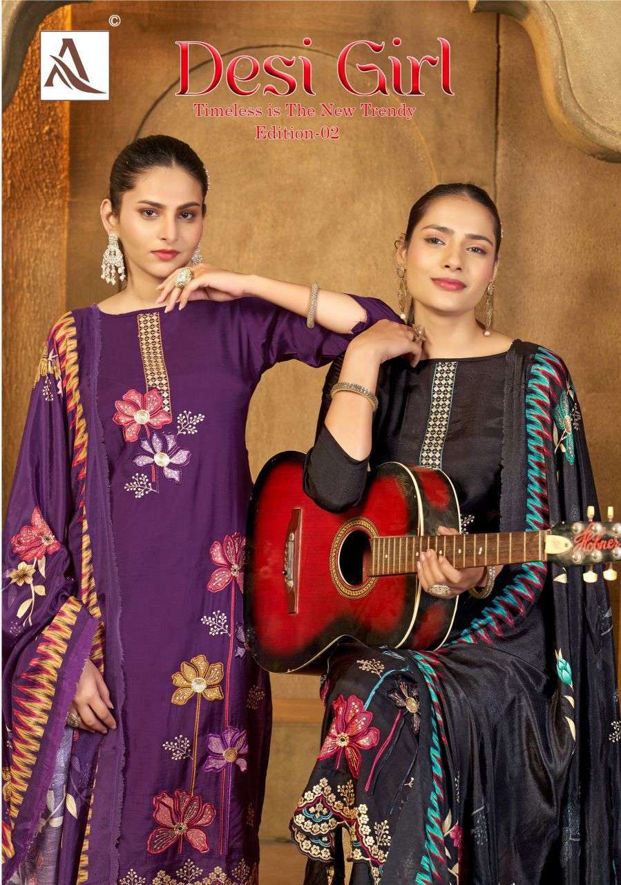 ALOK SUIT DESI GIRL VOL 2 VISCOSE MUSLIN EMBROIDERED SALWER KAMEEZ 