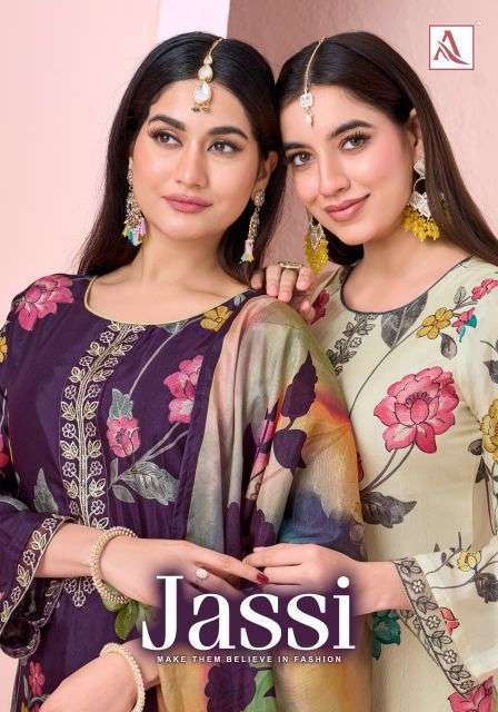 ALOK SUIT JASSI VISCSOSE MUSLIN FANCY EMBROIDERED SALWER KAMEEZ BEST RATE 