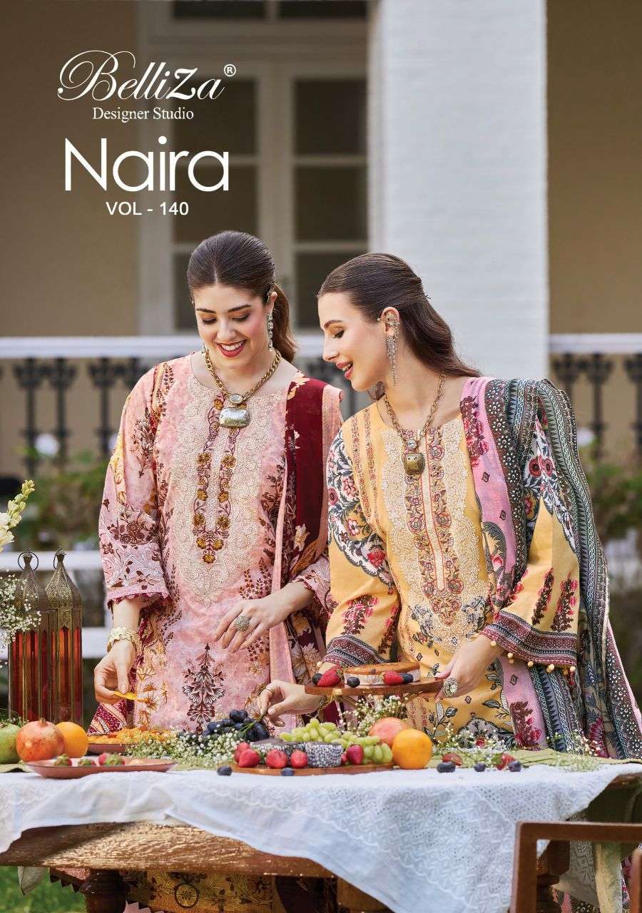 BELLIZA DESIGNER NAIRA VOL 140 PURE COTTON SELF EMBROIDERY SUIT WHOLESALER BEST RATE 2026
