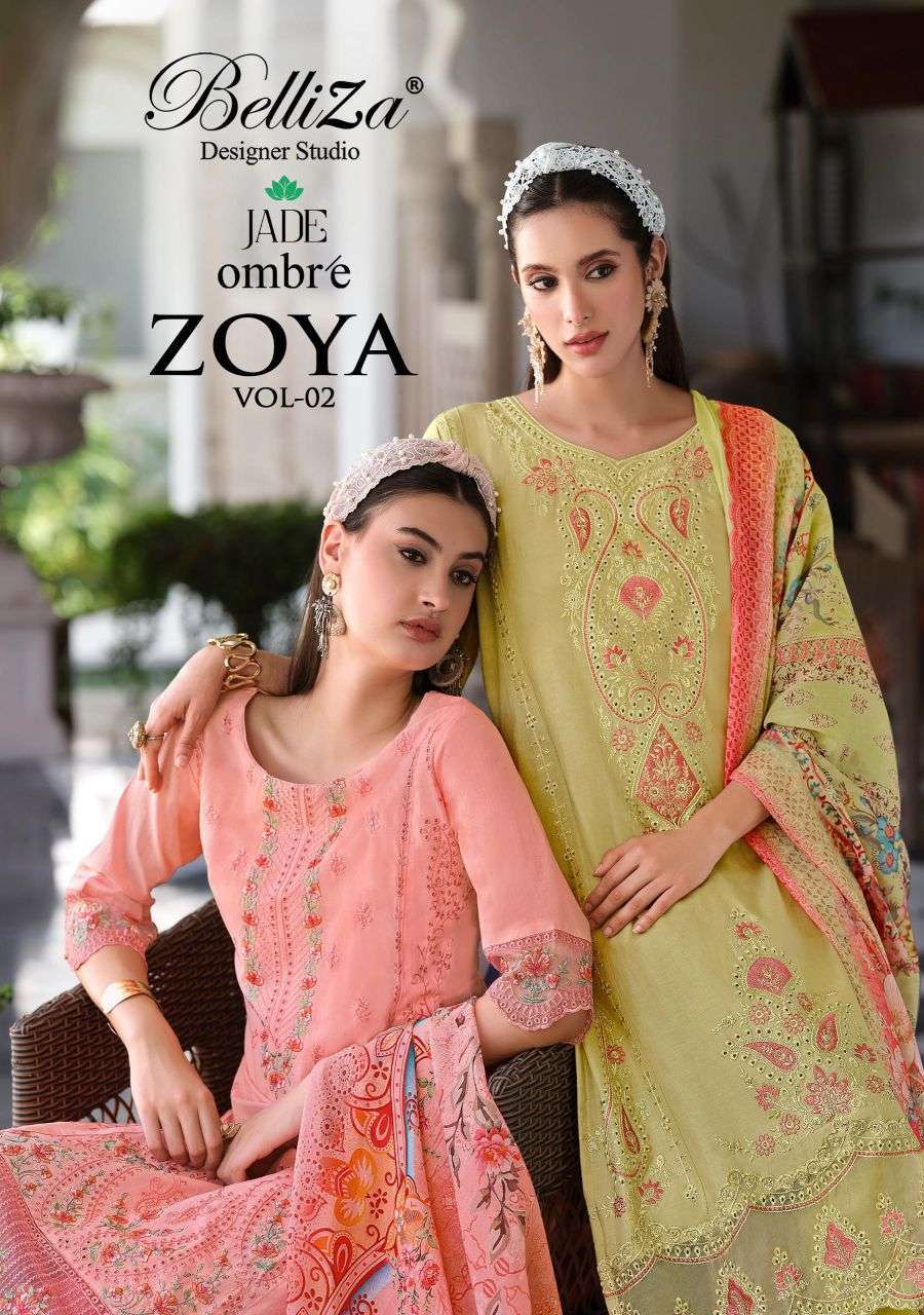 BELLIZA DESIGNER OMBRE ZOYA VOL 2 COTTON LAWN EMBROIDERED SUIT WHOLESALER BEST RATE 2026