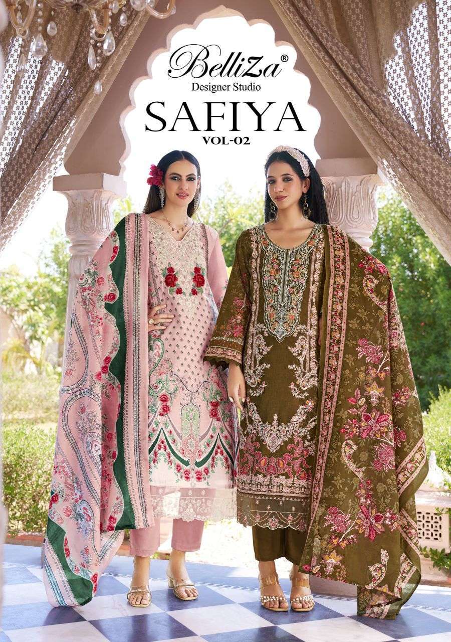 BELLIZA DESIGNER SAFIYA VOL 2 PURE COTTON EMBRODERY WORK SUI WHOLESALE