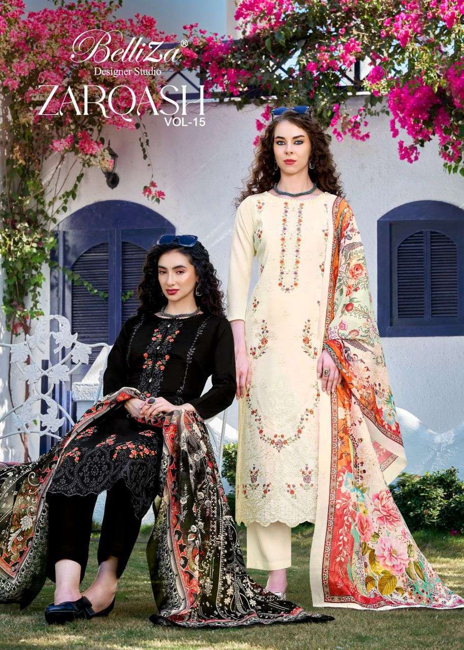BELLIZA DESIGNER ZARQASH VOL 15 SALWER SUIT WHOLESALER 