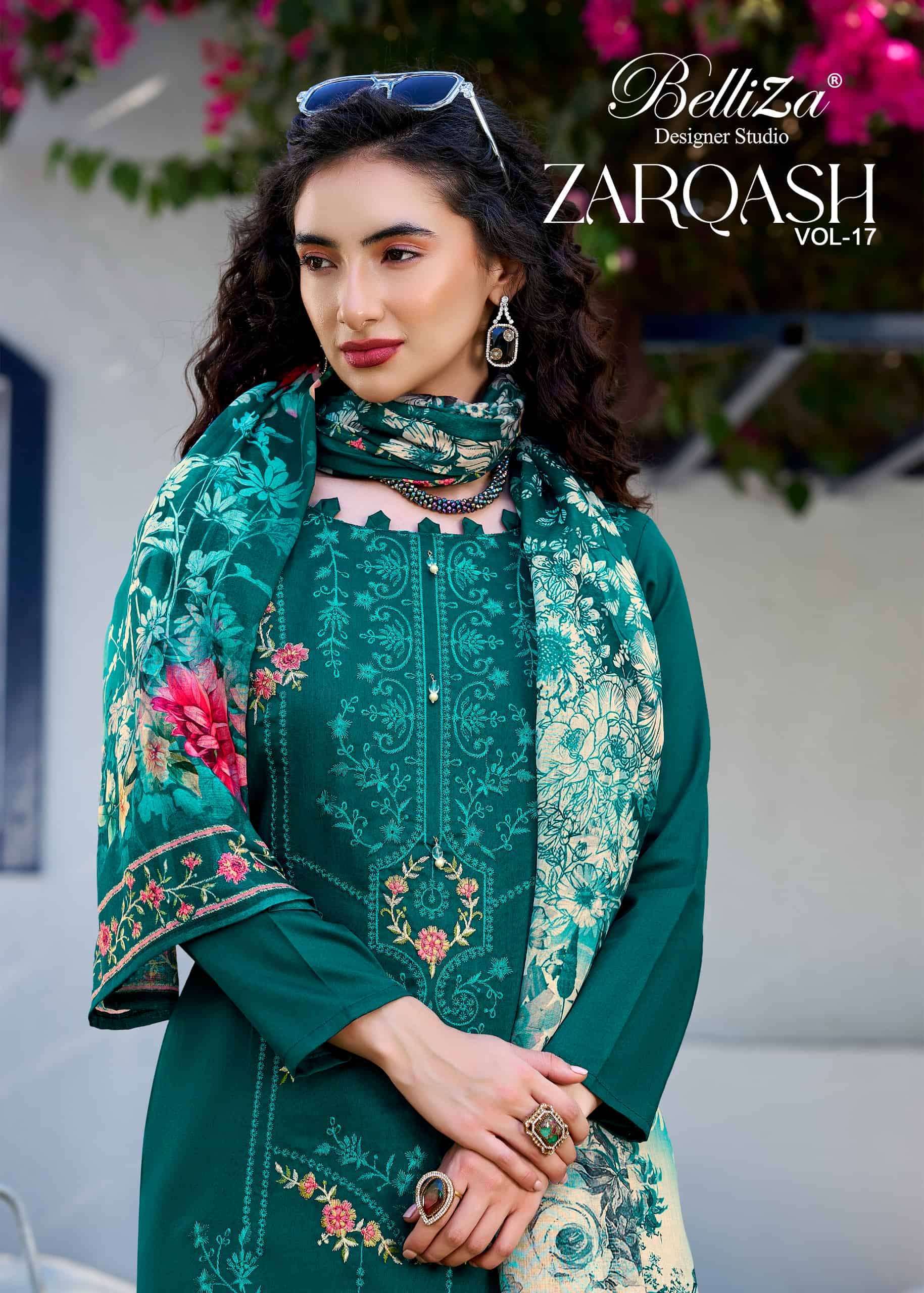 BELLIZA DESIGNER ZARQASH VOL 17 SALWER SUIT WHOLESALER 