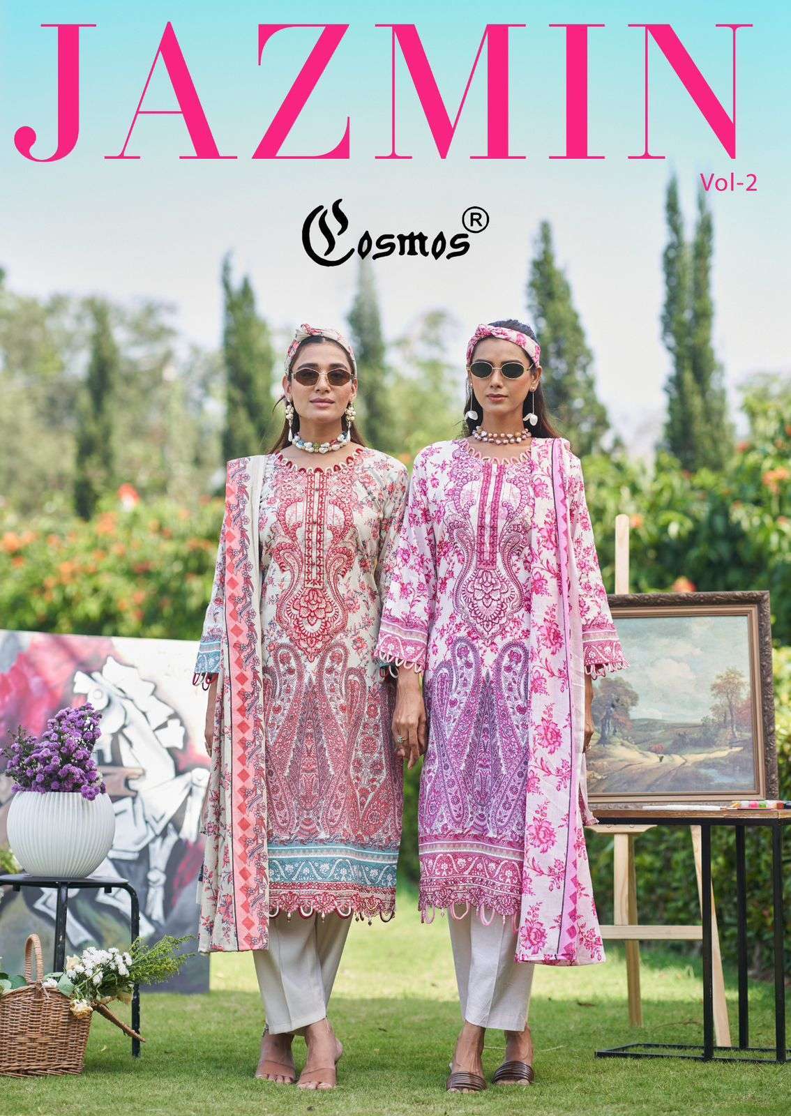 COSMOS JAZMIN VOL 2 LAWN COTTON PATCH WORK DESIGNER SALWER KAMEEZ BEST RATE 