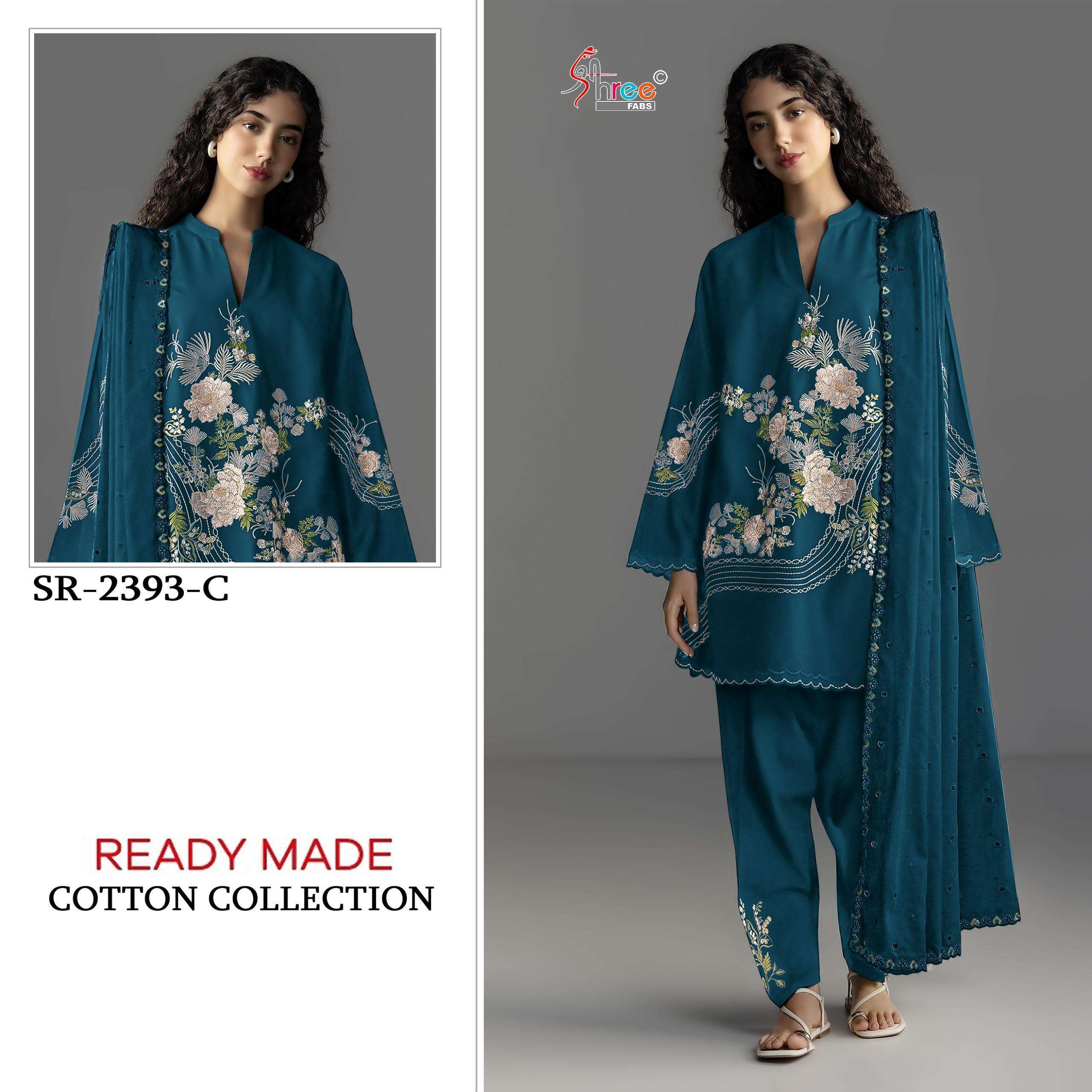 DEEPSY SUIT 2393 CAMBRIC COTTON LAWN FANCY WORK READYMADE 3 PCS SET WHOLESALER 
