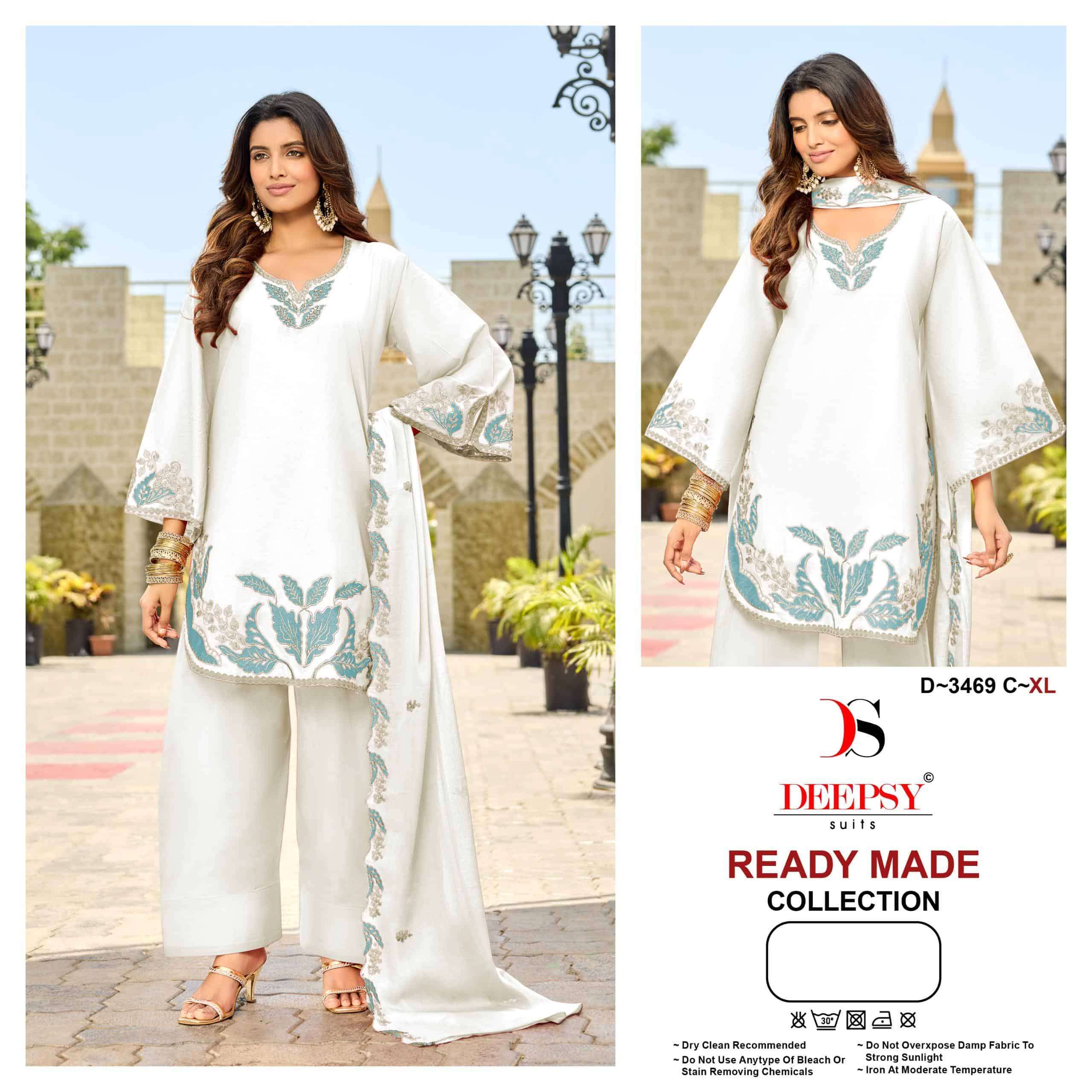 DEEPSY SUIT 3469 COTTON HEAVY EMBROIDERED READYMADE SALWER KAMEEZ BEST RATE 
