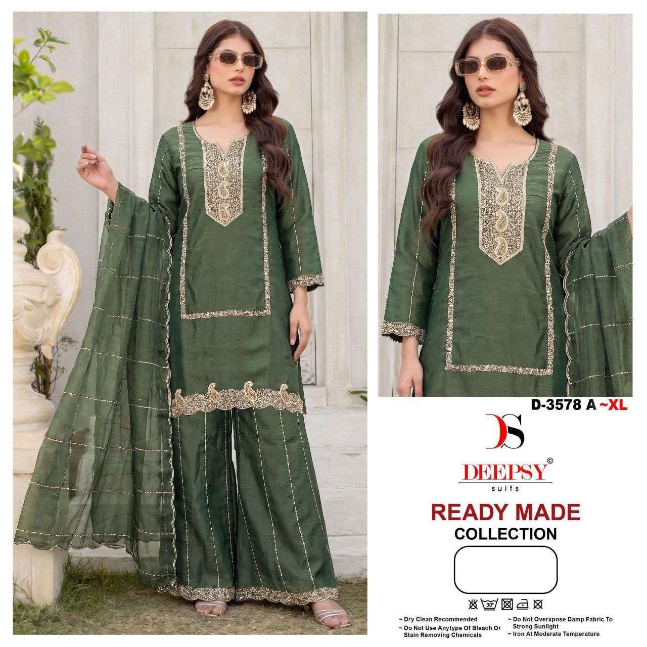 DEEPSY SUIT 3578 MOSS HEAVY BEADS WORK READYMADE SALWER KAMEEZ BEST RATE 