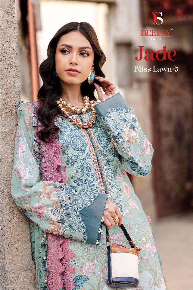 DEEPSY SUIT JADE BLISS LAWN VOL 5 PATCH WORK PAKISTANI SUIT WHOLESALER 2026