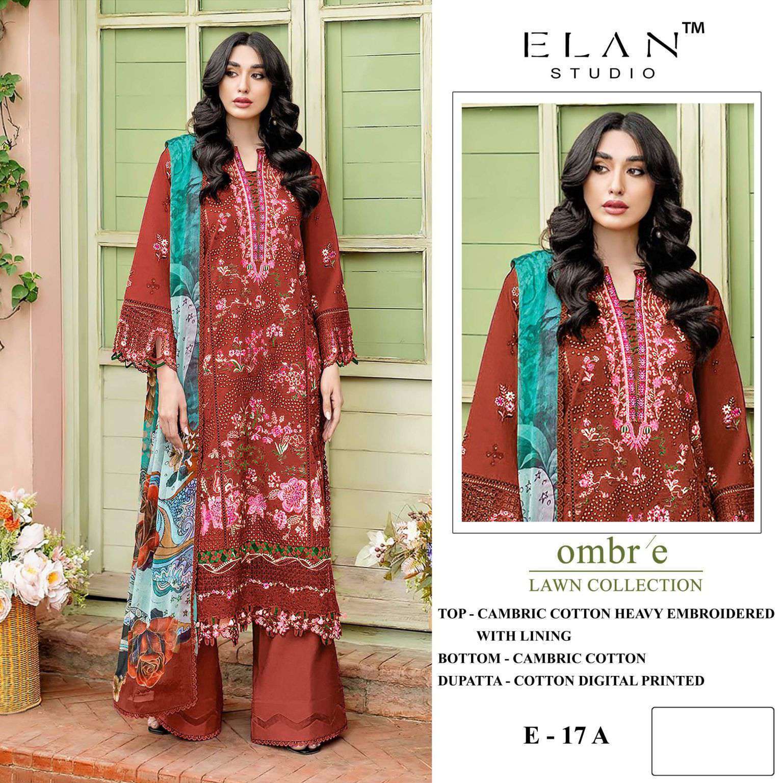 ELAN OMBRE LAWN VOL 17 LAWN COTTON EMBROIDERY SUIT WHOLESALER 2026