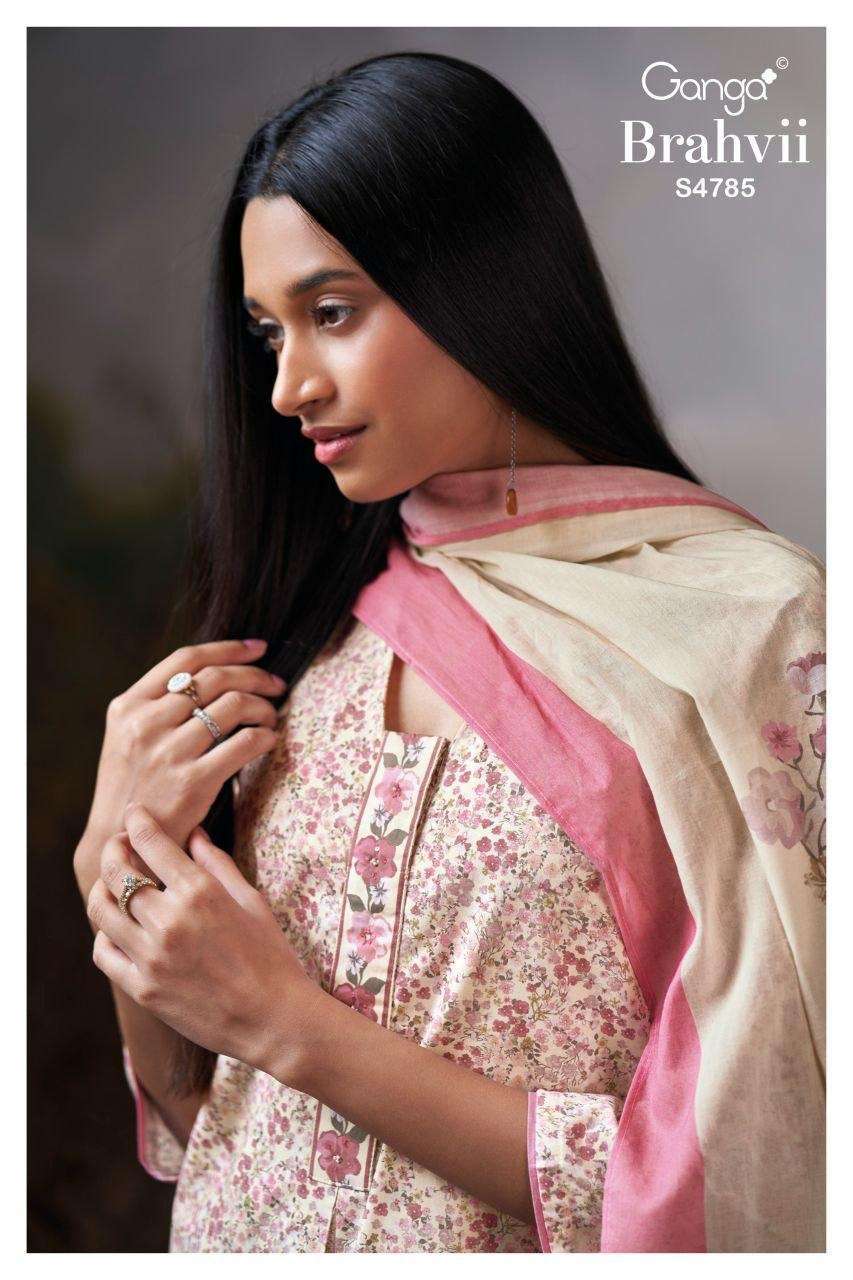 GANGA FASHION BRAHVII 4785 HAND EMBROIDERD COTTON SALWER KAMEE BEST RATE DEALER 
