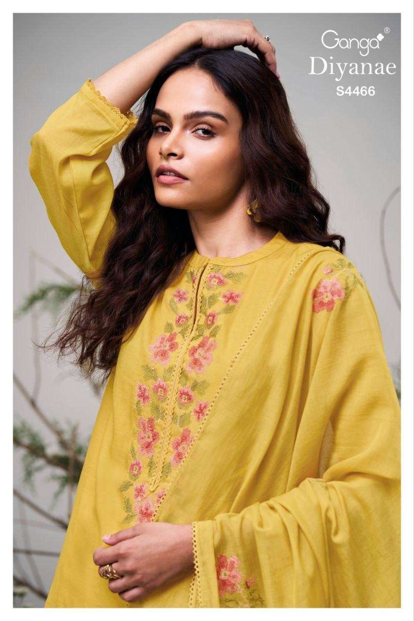 GANGA FASHION DIYANAE 4466 MAL WITH FANCY WORK SALWER KAMEEZ SUIT WHOLESALER BEST RATE 