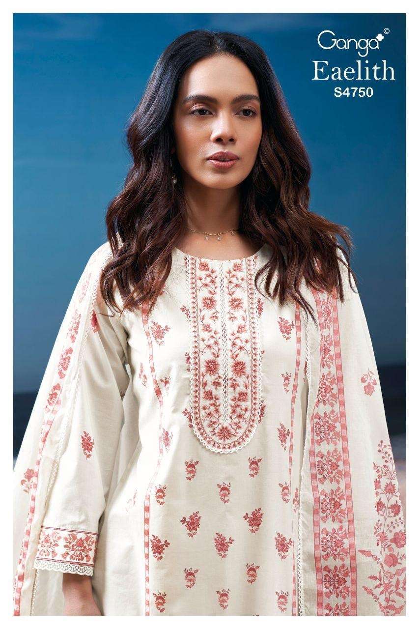 GANGA FASHION EAELITH 4750 COTTON PRINT EMBROIDERY DESIGNER SALWER KAMEEZ BEST RATE 