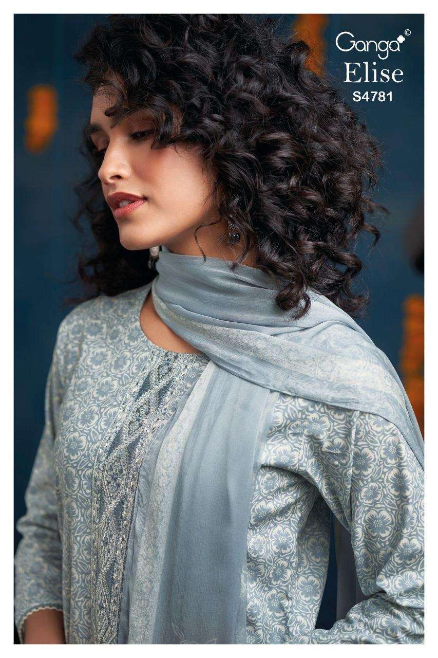 GANGA FASHION ELISA 4781 COTTON PRINT EMBROIDERY SUIT WHOLESALER BEST RATE 