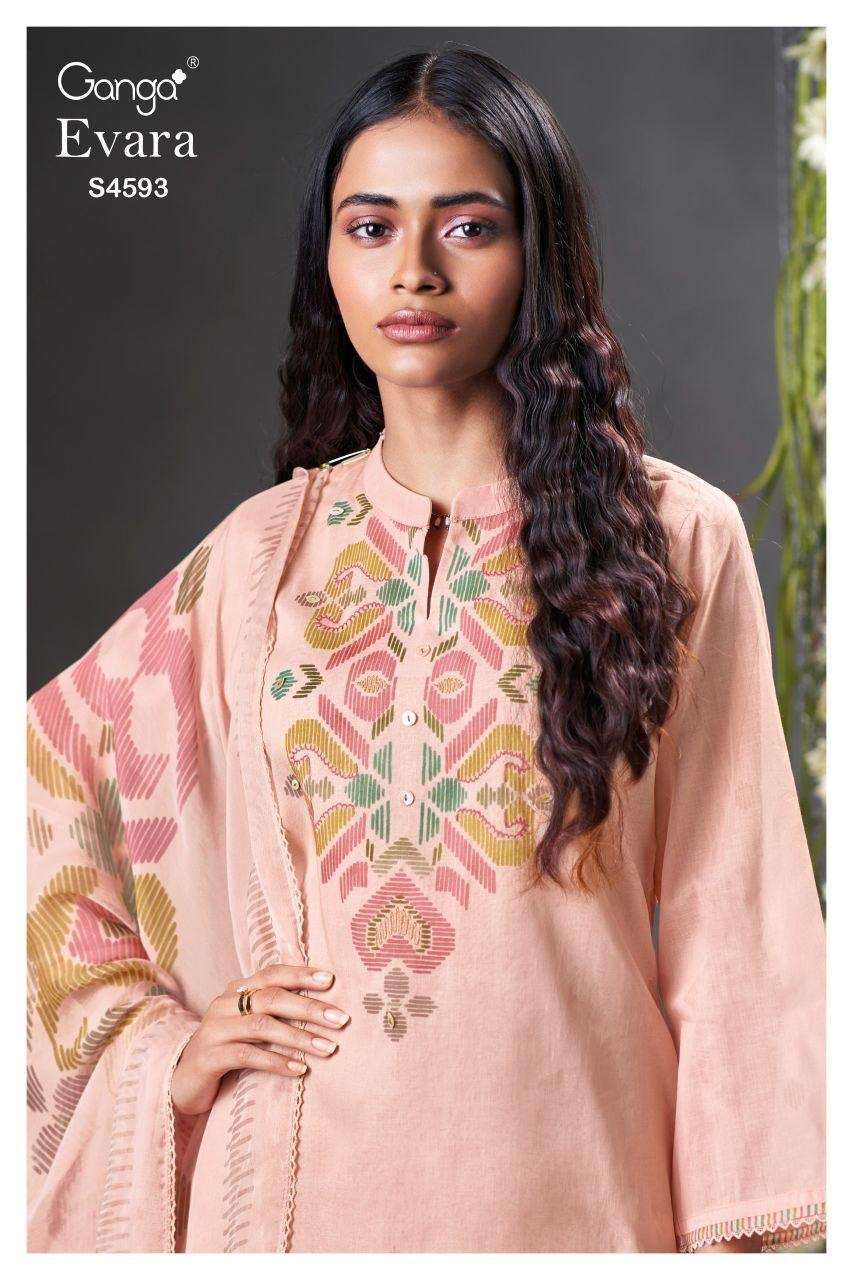 GANGA FASHION EVARA 4593 ORGANDY MAL PRINT HANDWORK PARTY WEAR SALWER KAMEEZ BEST RATE 