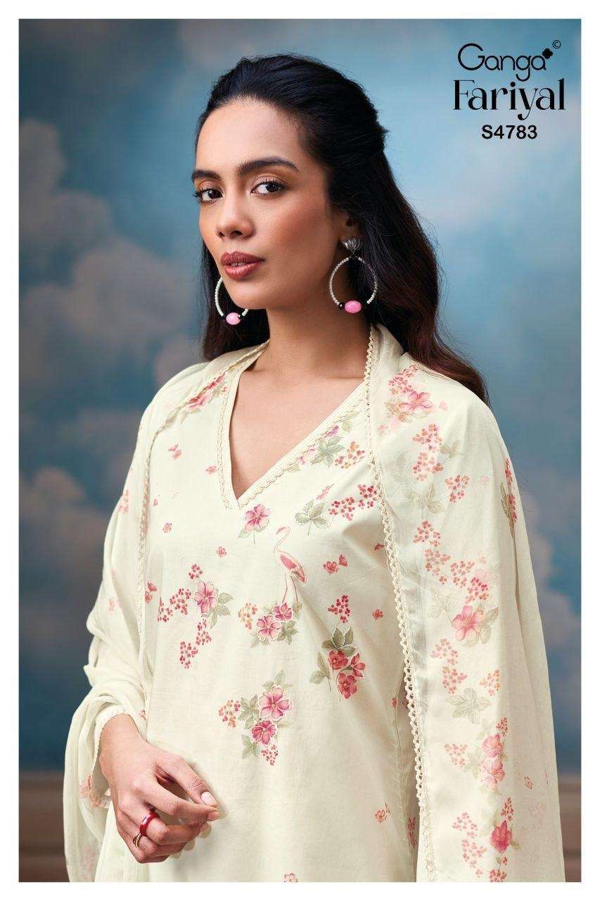 GANGA FASHION FARIYAL 4783 COTTON PRINT HAND EMBROIDERY WORK SALWER KAMEEZ BEST RATE 2026