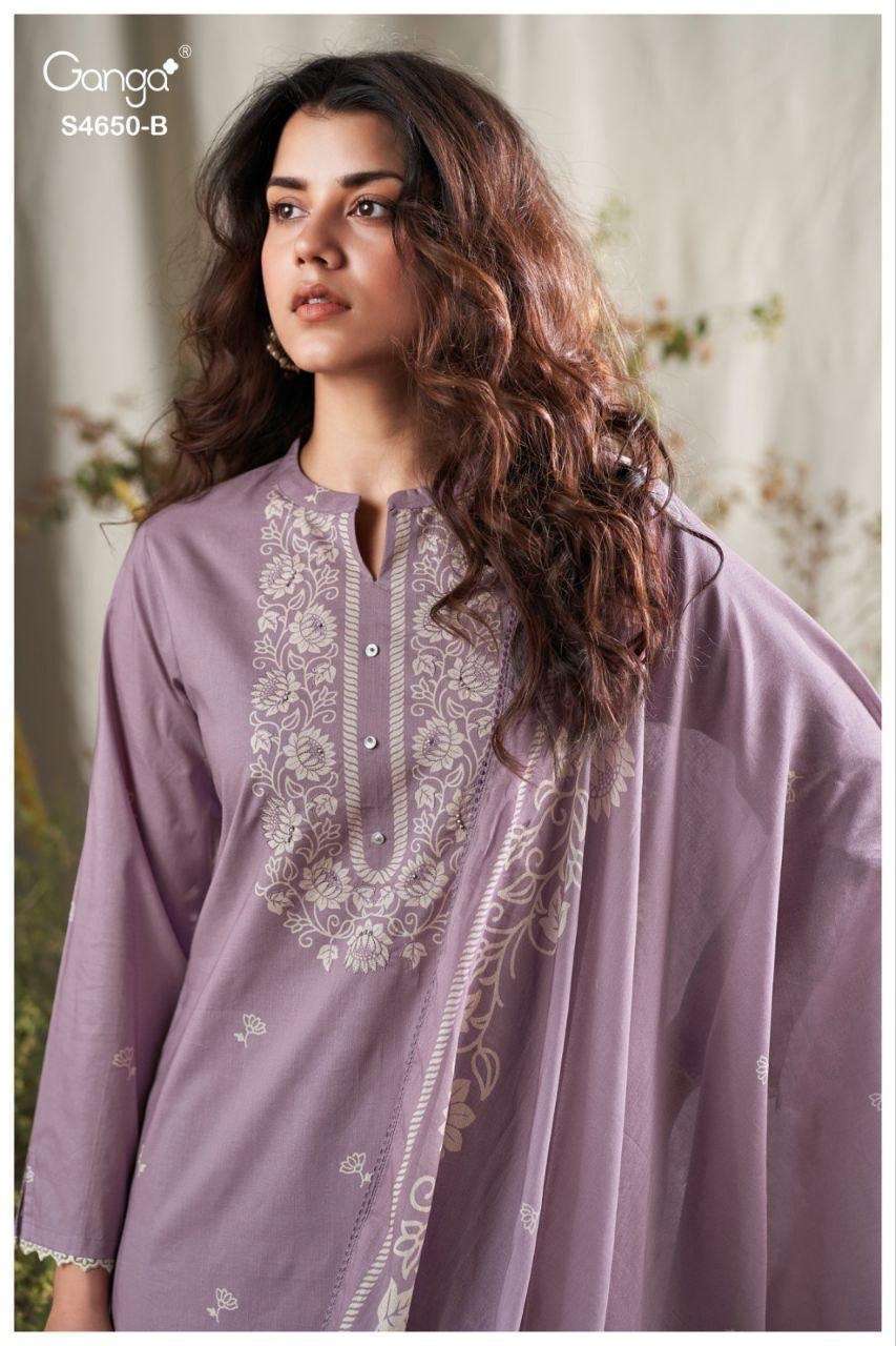 GANGA FASHION GYNELA 4650 HAND EMBROIDERED COTTON PARTY WEAR SALWER KAMEEZ 