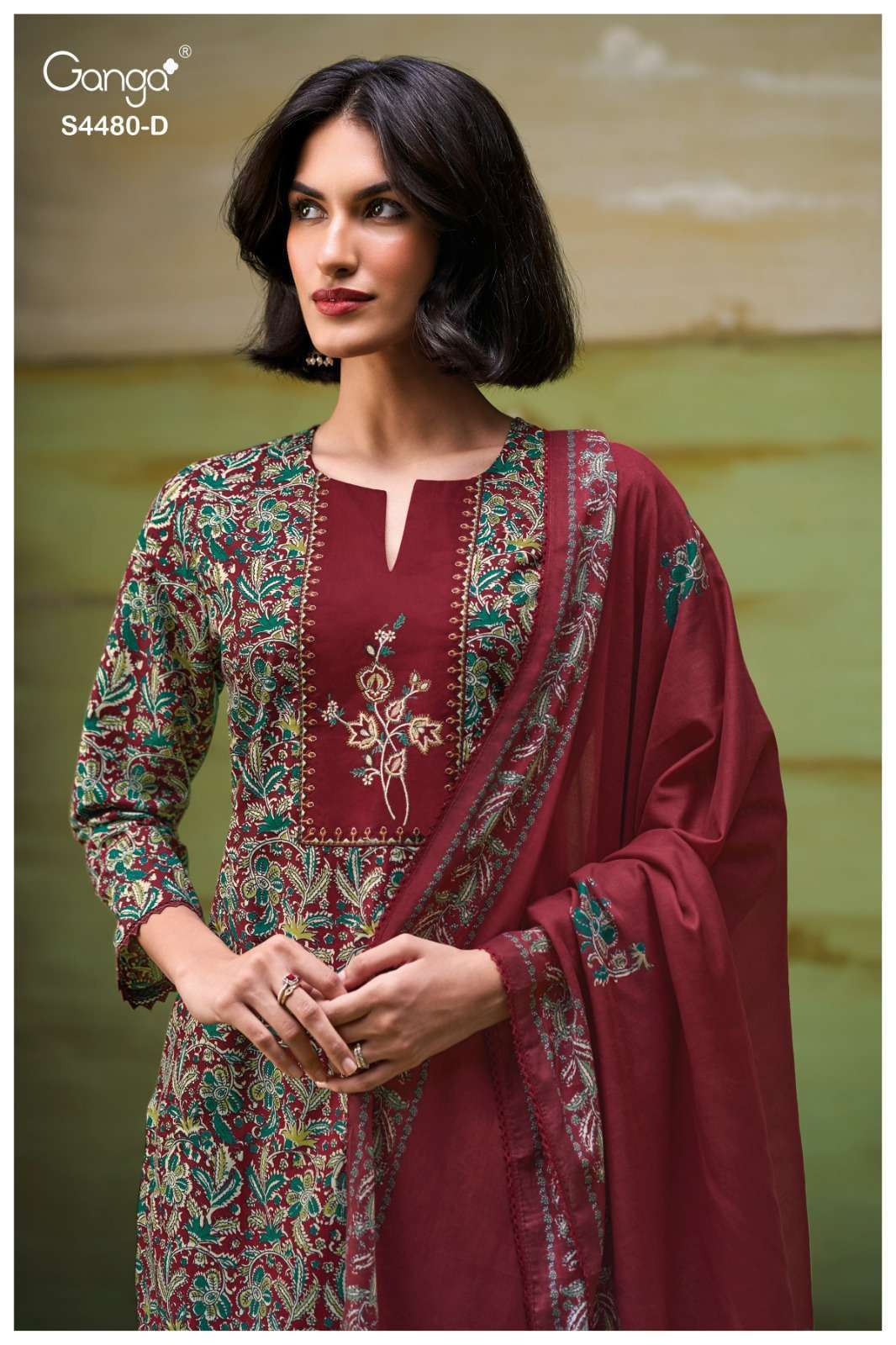 GANGA FASHION KENZA 4480 COTTON PRINTED EMBROIDERY SUIT WHOLESALER BEST RATE 