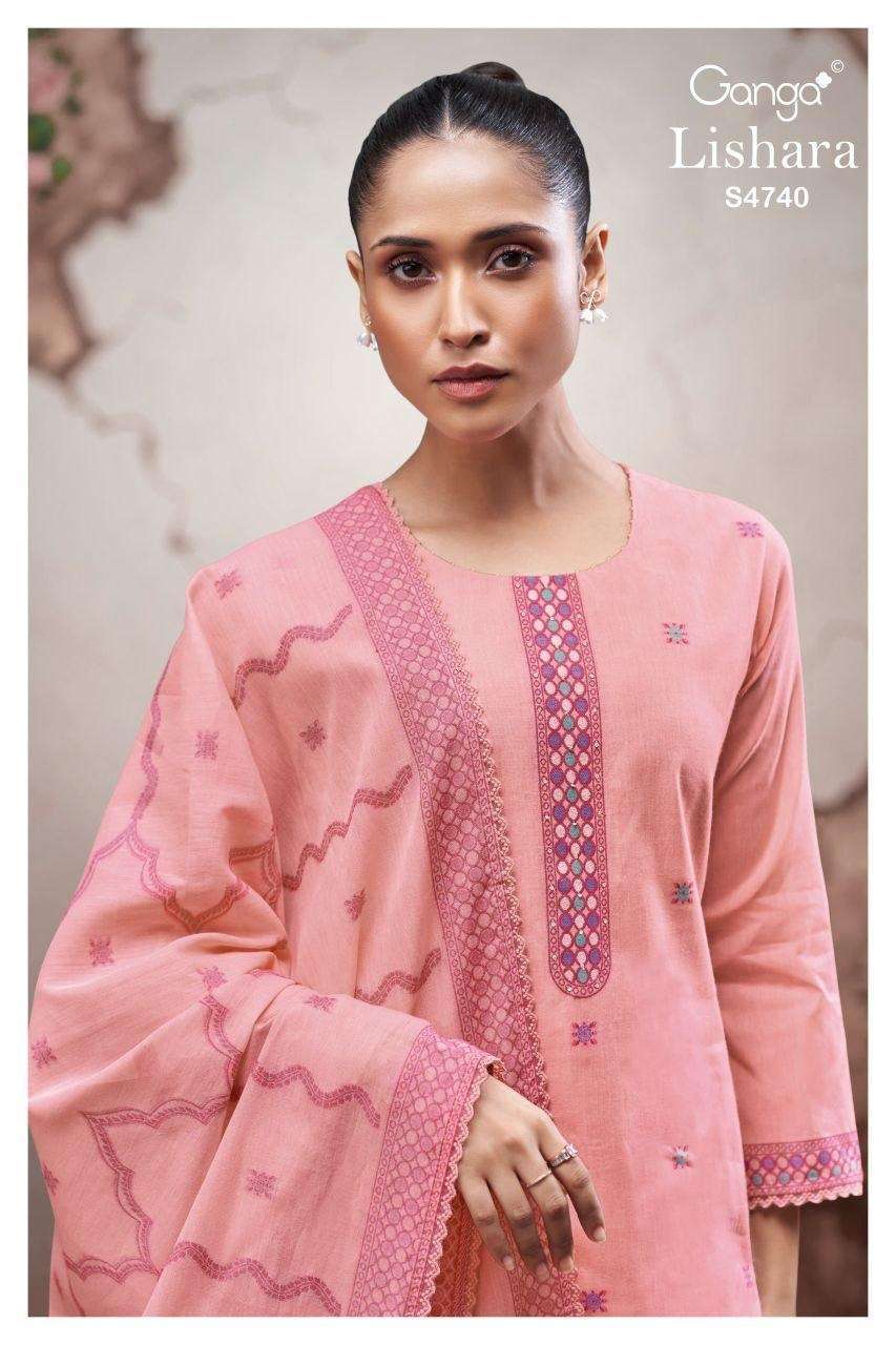 GANGA FASHION LISHARA 4740 COTTON JACQUARD SUIT WHOLESALER BEST RATE 2026