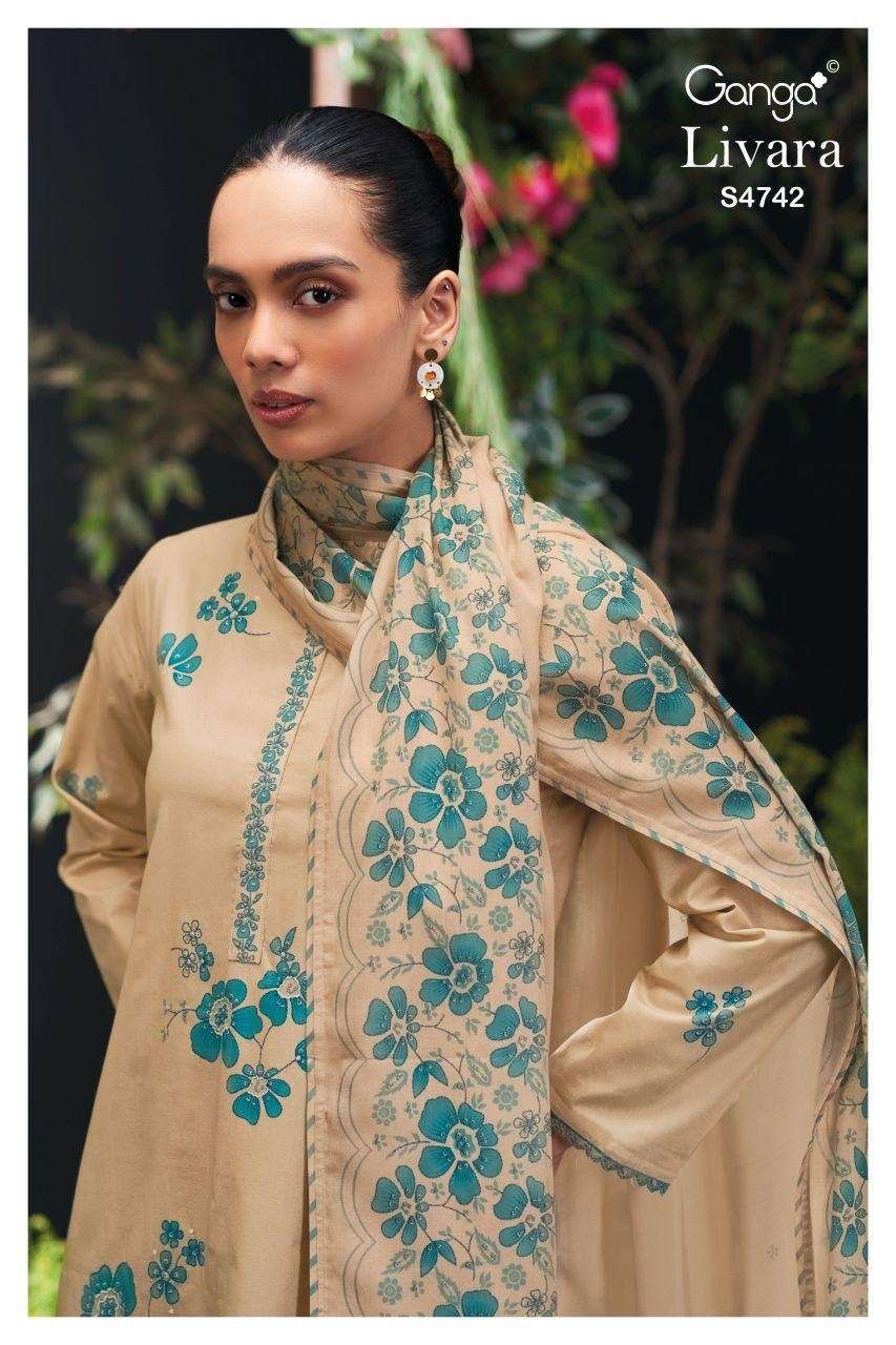 GANGA FASHION LIVARA 4742 HAND EMBROIDERED COTTON PARTY WEAR SUIT WHOLESALER BEST RATE 2026