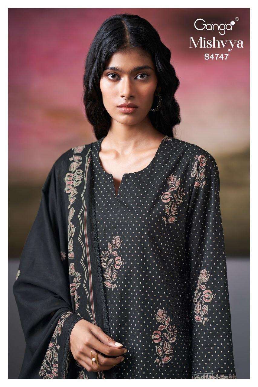 GANGA FASHION MISHVYA 4747 COTTON PRINTED HAND EMBROIDERED SALWER KAMEEZ BEST RATE 