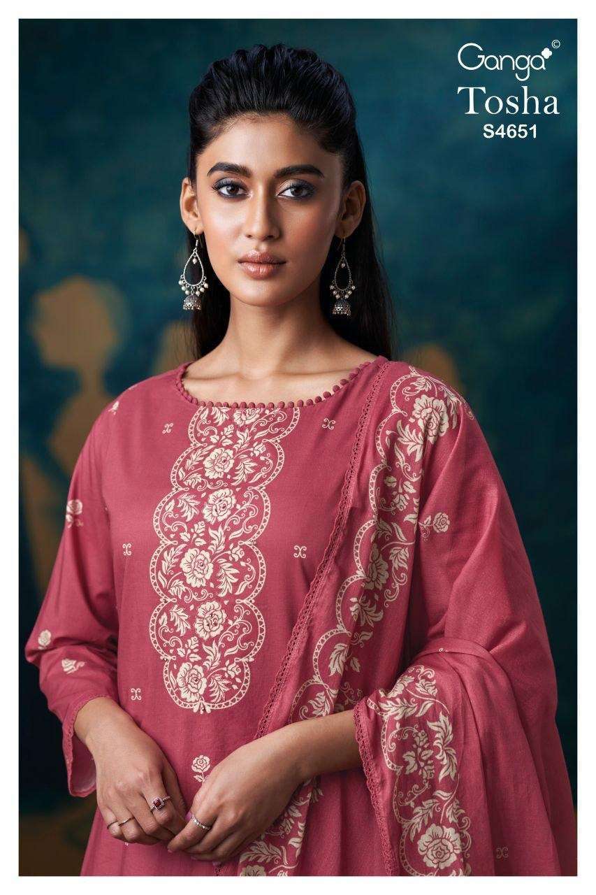 GANGA TOSHA 4651 HAND EMBROIDERY SUIT WHOLESALER BEST RATE 2026