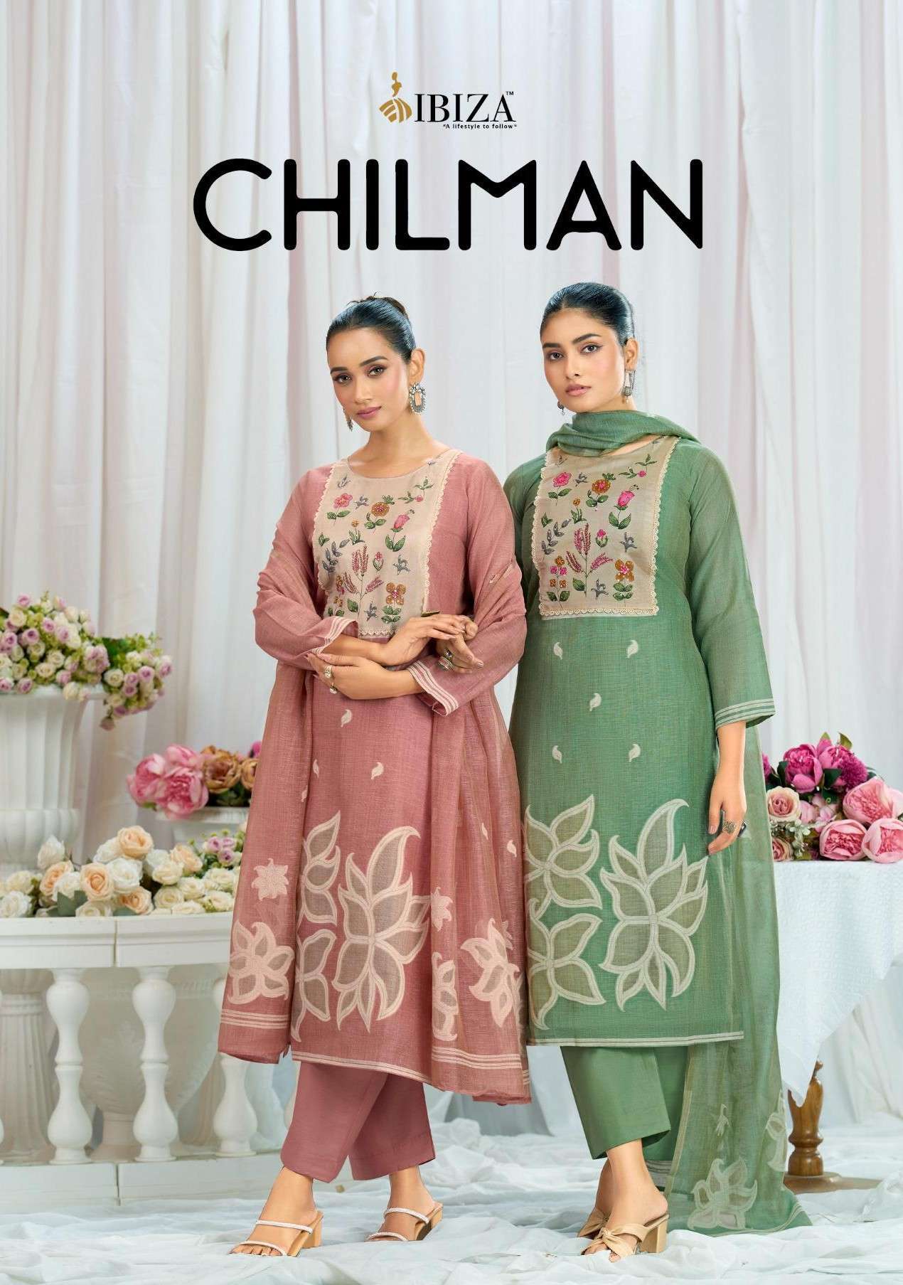 IBIZA LIFESTYLE CHILMAN LINEN COTTON JACQUARD WORK SALWER KAMEEZ BEST RATE 