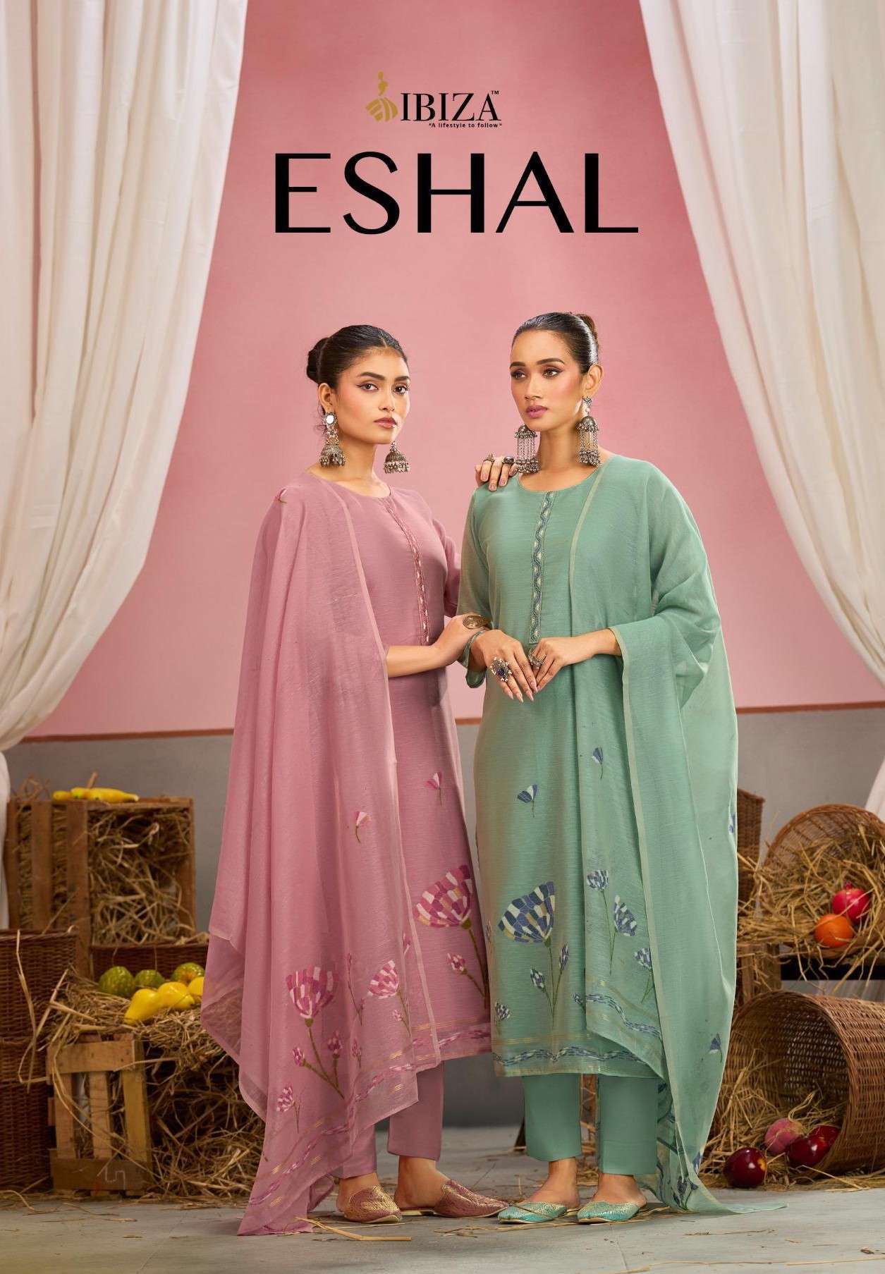 IBIZA LIFESTYLE ESHAL LINEN COTTON  JACQUARD EMBROIDERY WORK SALWER KAMEEZ 2026