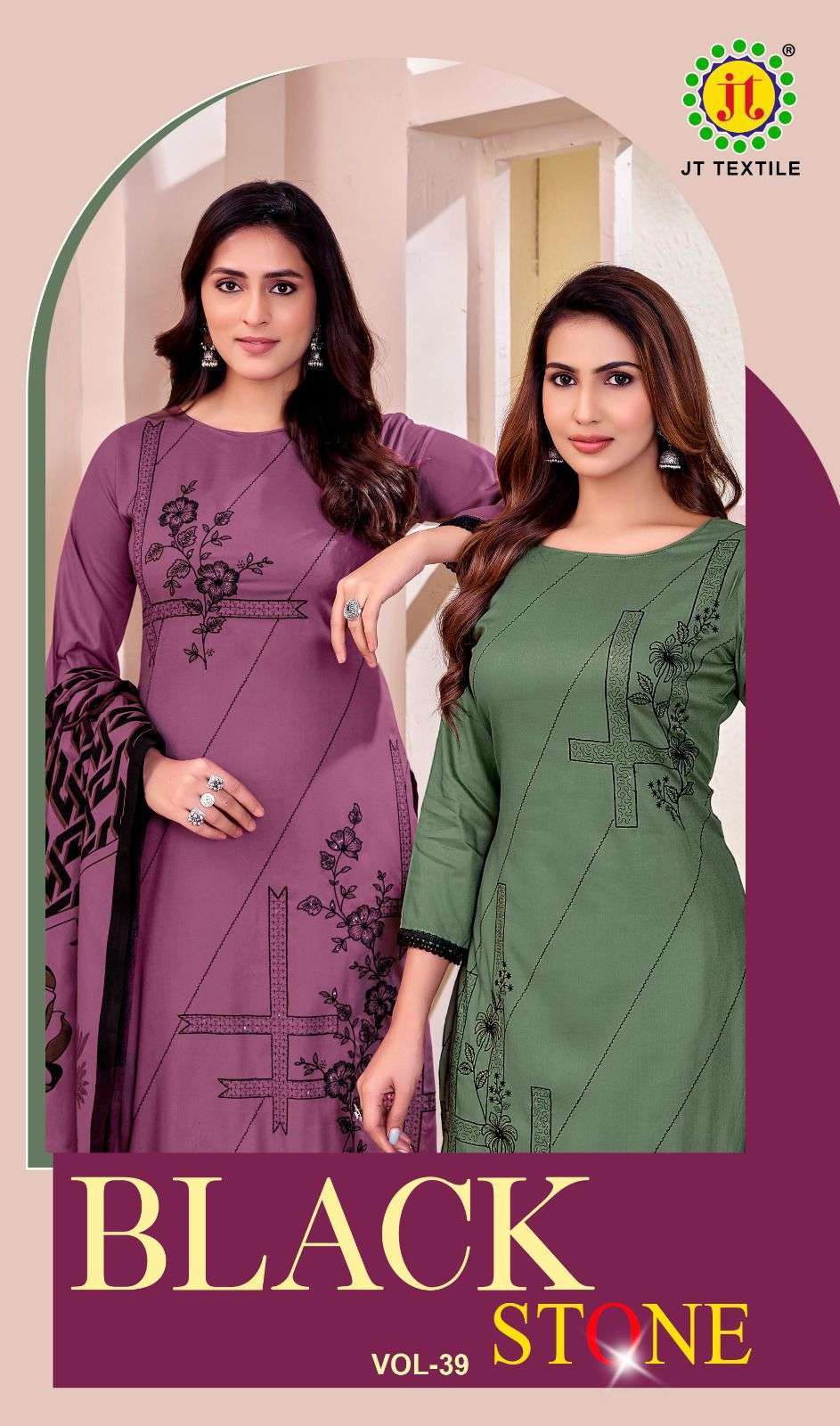 JT TEXTILE BLACK STONE VOL 39 FANCY RAYON SUIT CATALOGUE 2026