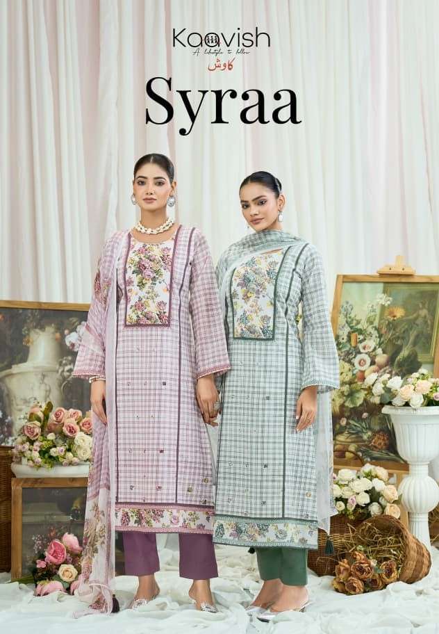 KAAVISH SYRAA LAWN COTTON PRINT HANDWORK SUIT WHOLESALER BEST RATE DEALER 