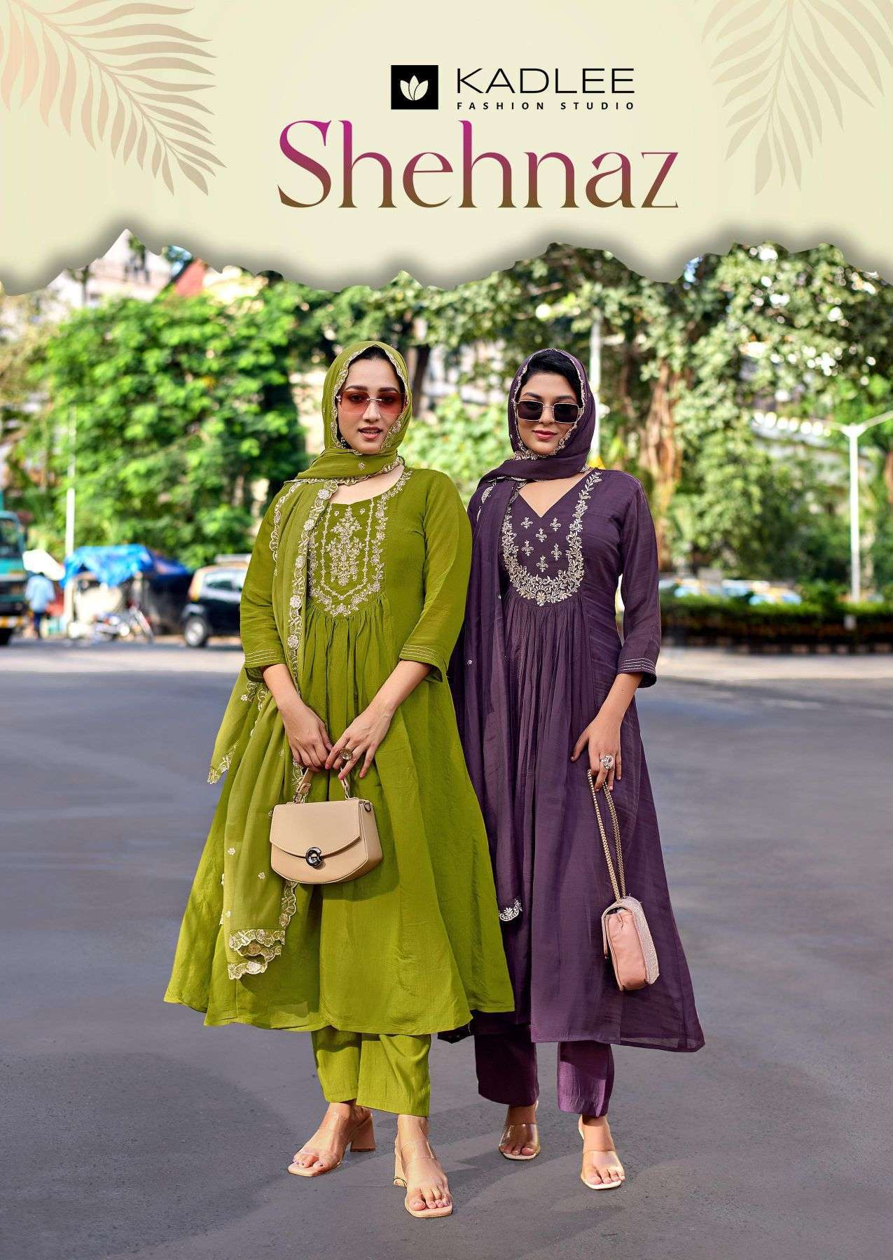 KADLEE SHEHNAZ CHANDERI HANDWORK REDYMADE 3 PCS SET WHOLESALER BEST RATE 