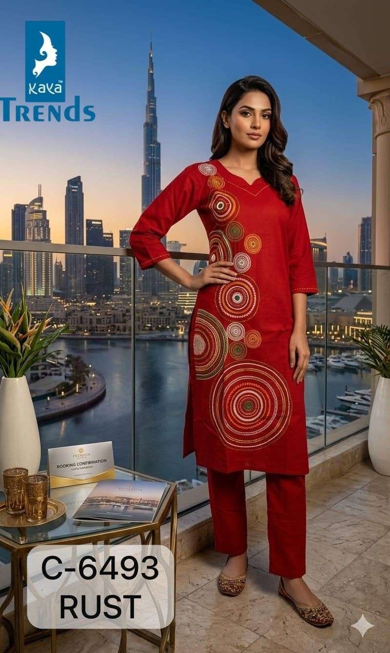 KAYA 6493 COLORS COTTON WITH FANCY EMBROIDERED KURTI WHOLESALER 2026