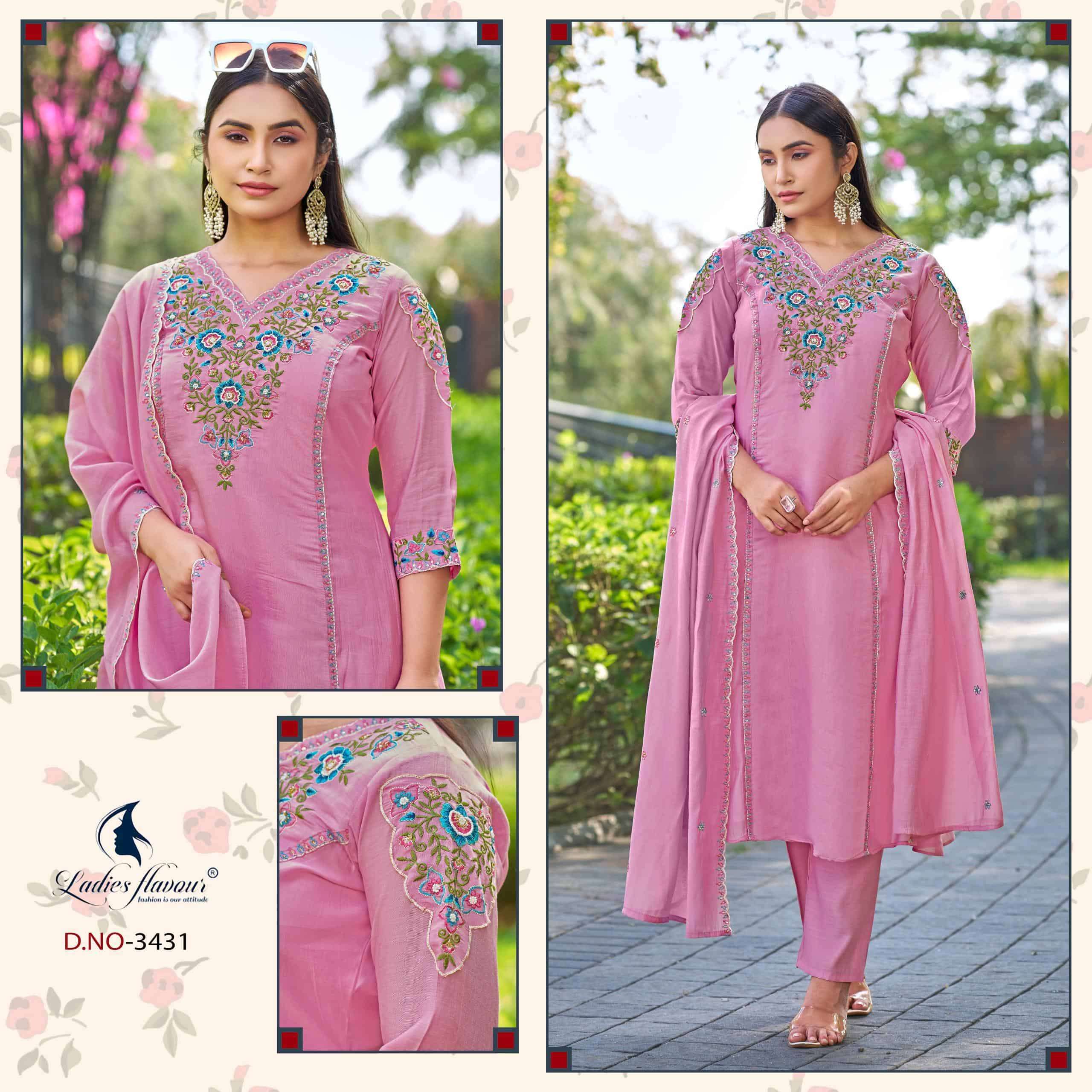 LADIES FLAVOUR 3430 TO 3431 MAL CHANDERI EMBROIDERED HEAVY WORK READYMADE SUIT WHOLESALER 2026
