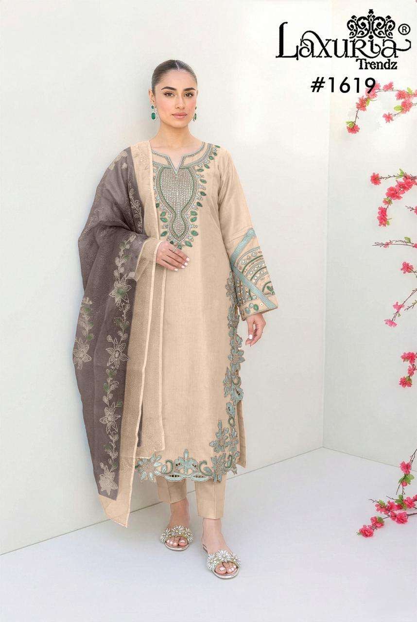 LAXURIA TRENDZ 1619 ROMAN FANCY WORK READYMADE SALWER KAMEEZ BEST RATE 