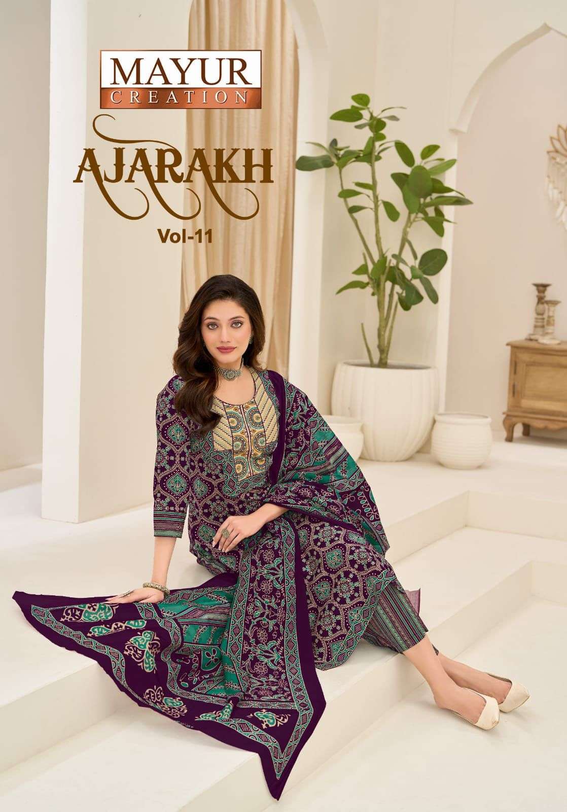 MAYUR CREATION AJARAKH VOL 11 COTTON PRINTED READYMADE SUIT WHOLESALER 2026