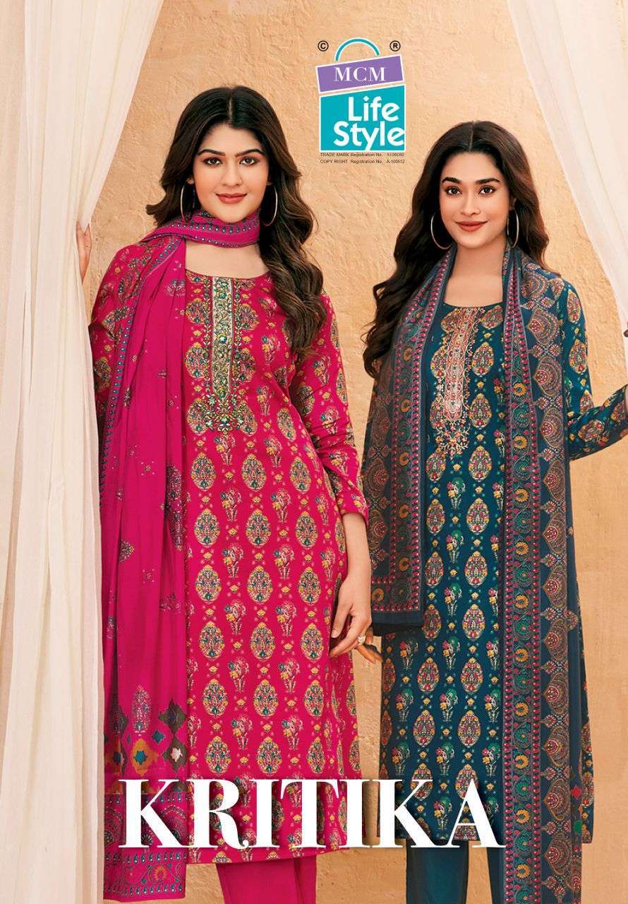 MCM LIFESTYLE KARTIKA JAM SATIN PRINT EMBROIDERY SUIT WHOLESALER BEST RATE 2026