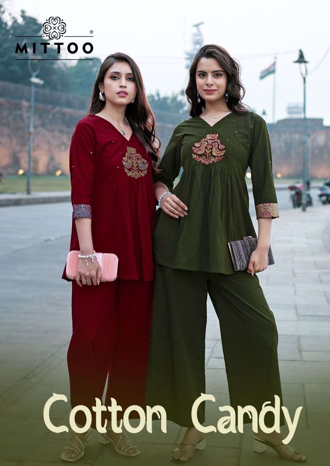 MITTOO COTTON CANDY 3001 TO 3004 DHABU COTTON HANDWORK CORD SET WHOLESALER 