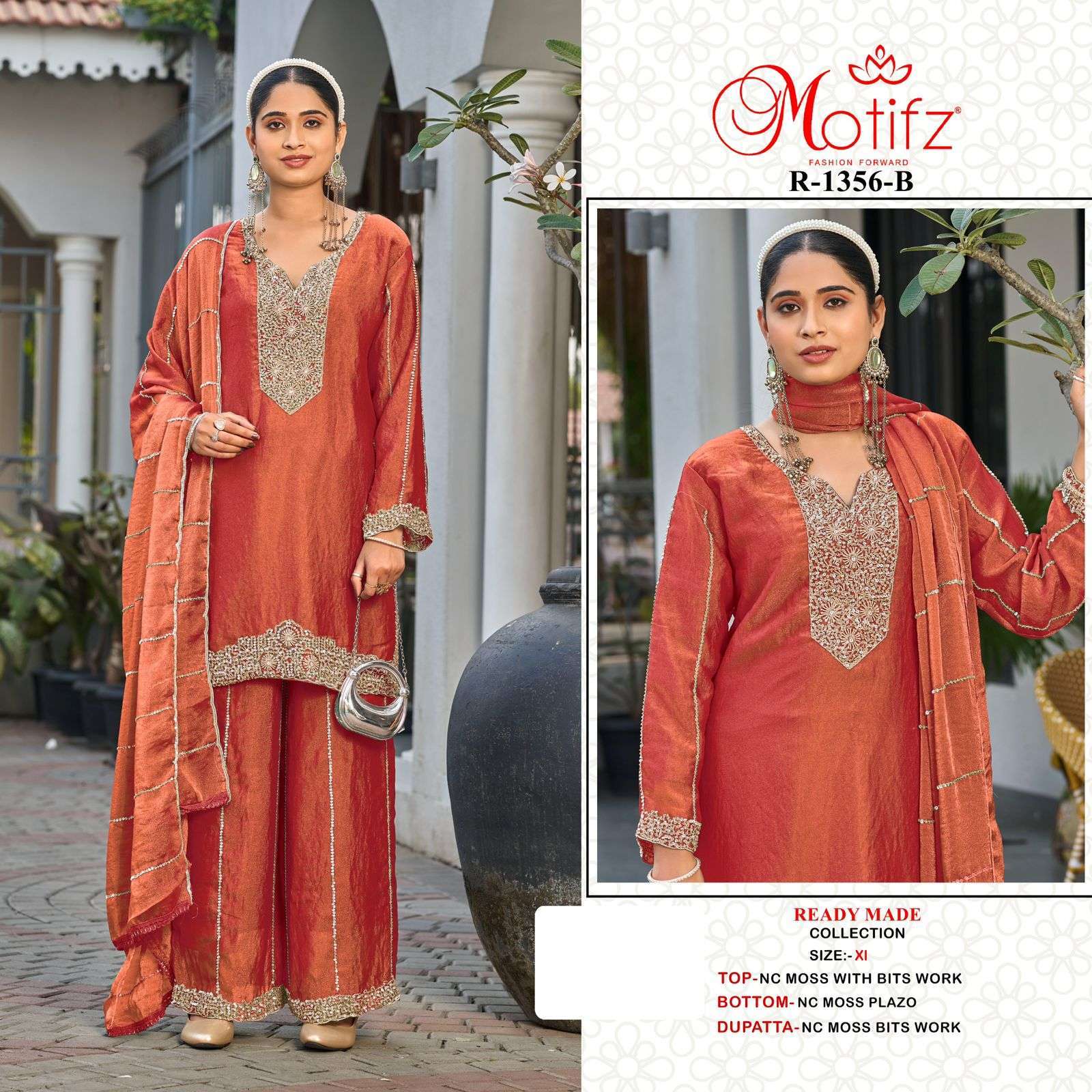 MOTIFZ 1356 MOSS FANCY WORK READYMADE SALWER KAMEEZ BEST RATE 