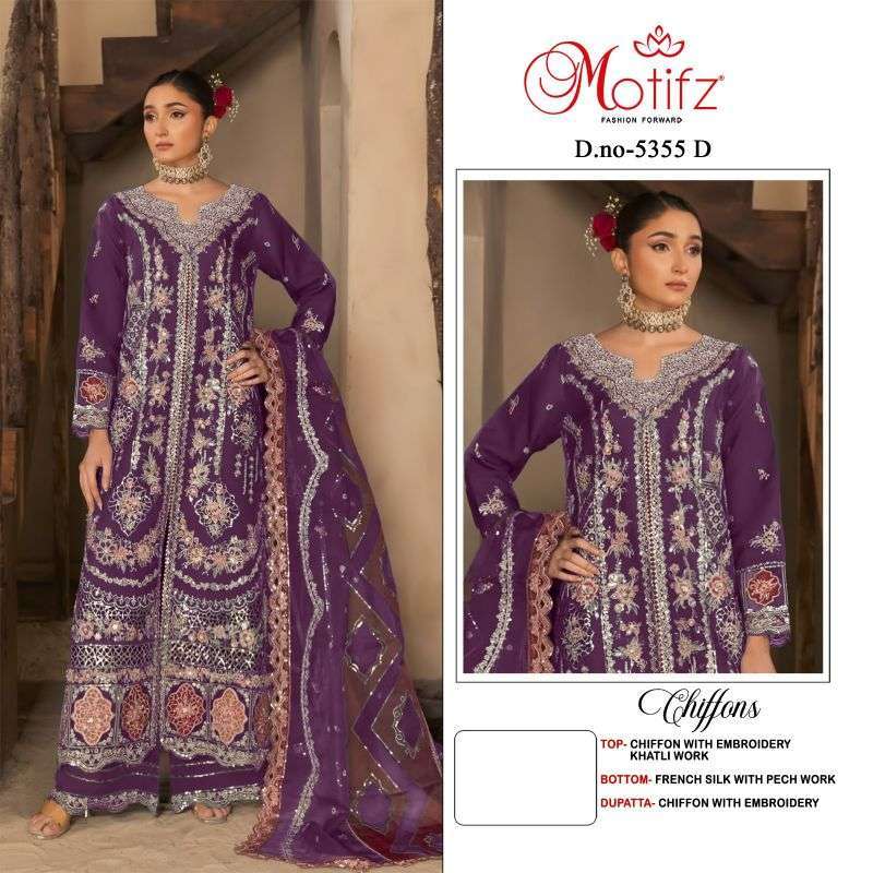 MOTIFZ 5355 CHIFFON HEAVY EMBROIDERED SALWER KAMEEZ WHOLESALER BEST RATE 2026