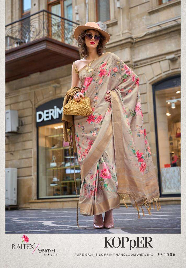 RAJTEX KOPPER GAJI WITH DIGITAL PRINT HANDLOOM SILK SAREE WHOLESALER 2026