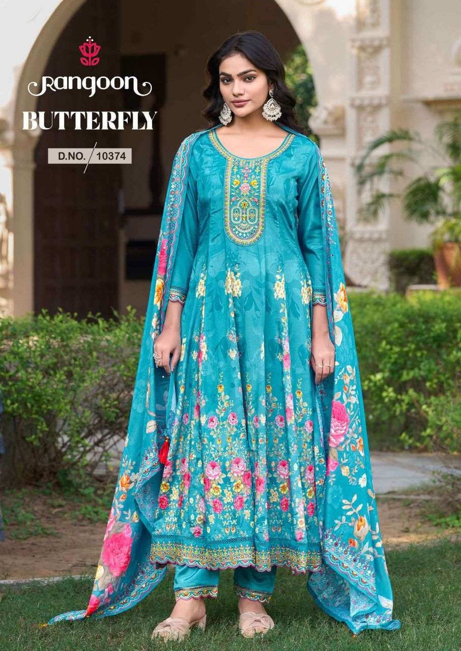 RANGOON BUTTERFLY CHINON DIGITAL PRINT HEAVY EMBROIDERED READYMADE SALWER KAMEEZ 2026