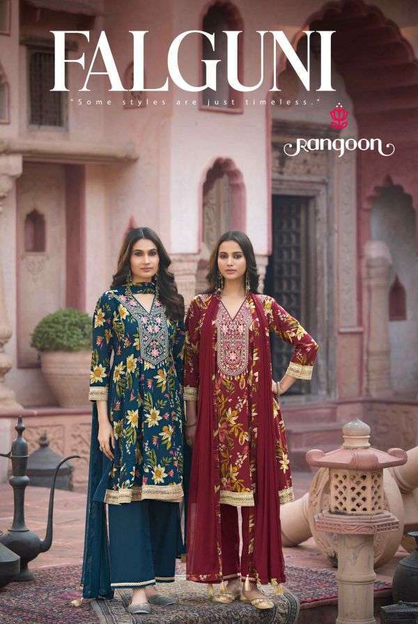 RANGOON FALGUNI COTTON PRINT FANCY WORK ANARKALI STYLE READYMADE COLLECTION 