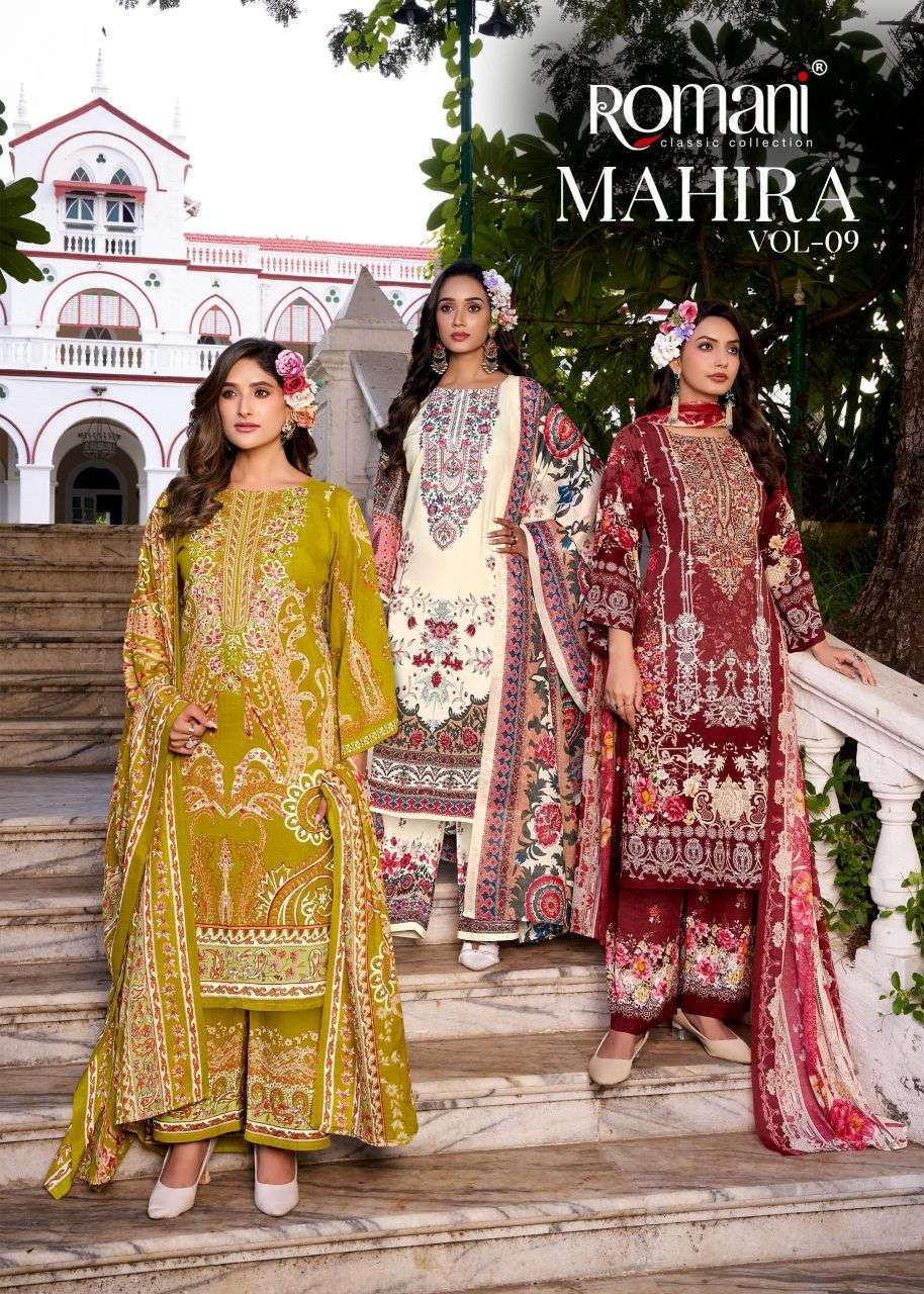 ROMANI MAHIRA VOL 9 SELF EMBROIDERY COTTON SALWER KAMEEZ BEST RATE DEALER 